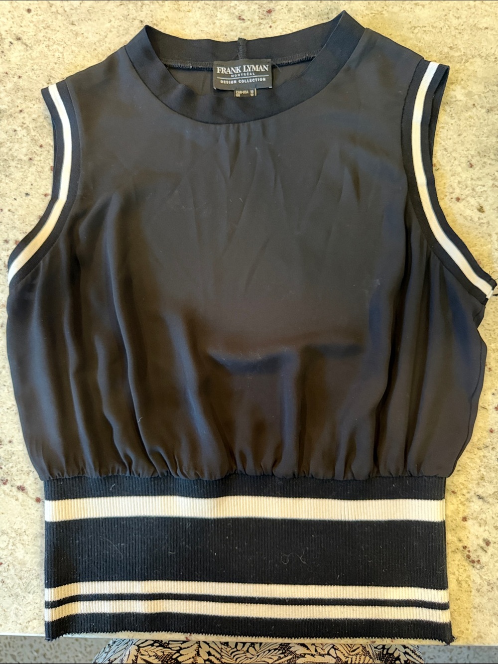 Frank Lyman Design Black Tank Top with White Trim